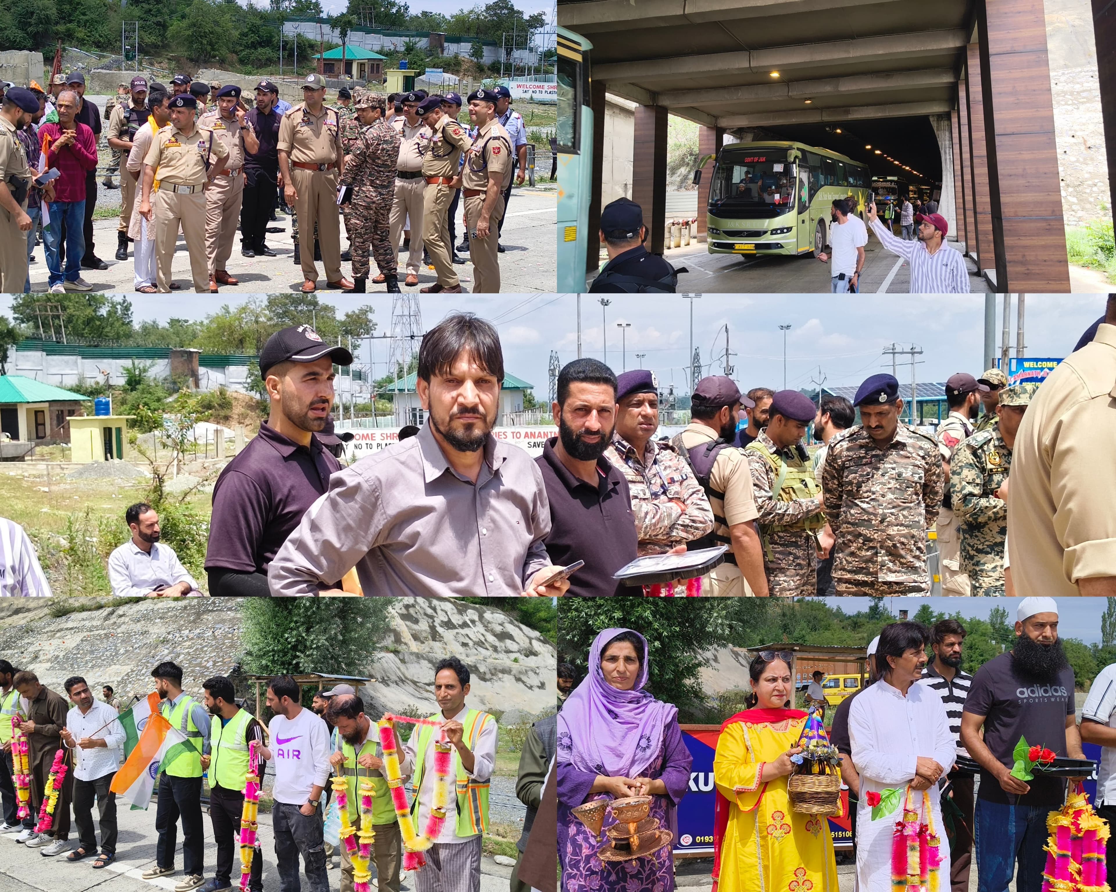 SANJY 2026: First Batch of Shri Amarnath Yatra Pilgrims Warmly Welcomed at Nayug Tunnel, Qazigund